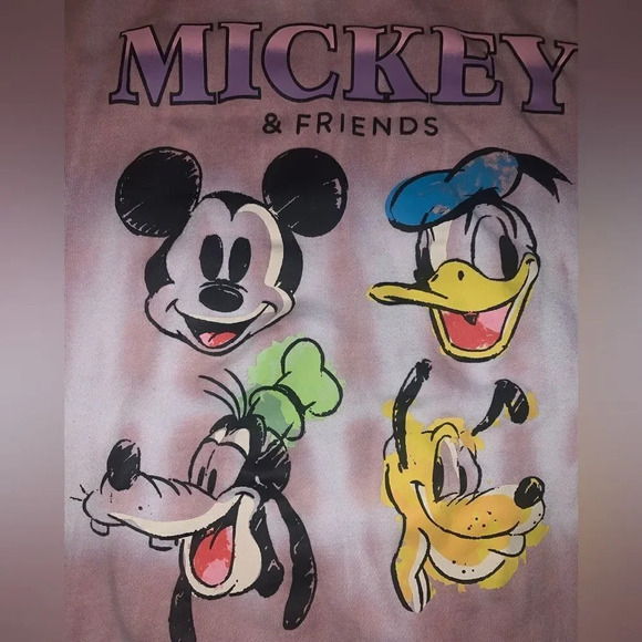 Disney Mickey & Friends Fab Four Purple Tie Dye Junior Cropped Sweatshirt - Picture 3 of 3